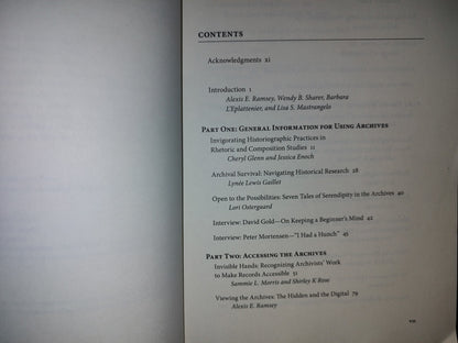 219- Working In The Archives. Practical Research Methods For Rhetoric And Composition - Edited By Alexis E. Ramsey, Wendy B. Sharer, Barbara L'Eplattenier, Lisa S. Mastrangelo