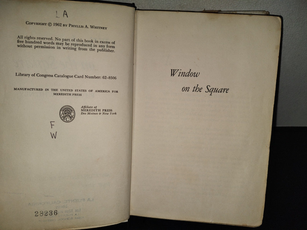 196- Window On The Square. A Novel Of Suspense By Phyllis A. Whitney - 1962