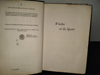 196- Window On The Square. A Novel Of Suspense By Phyllis A. Whitney - 1962