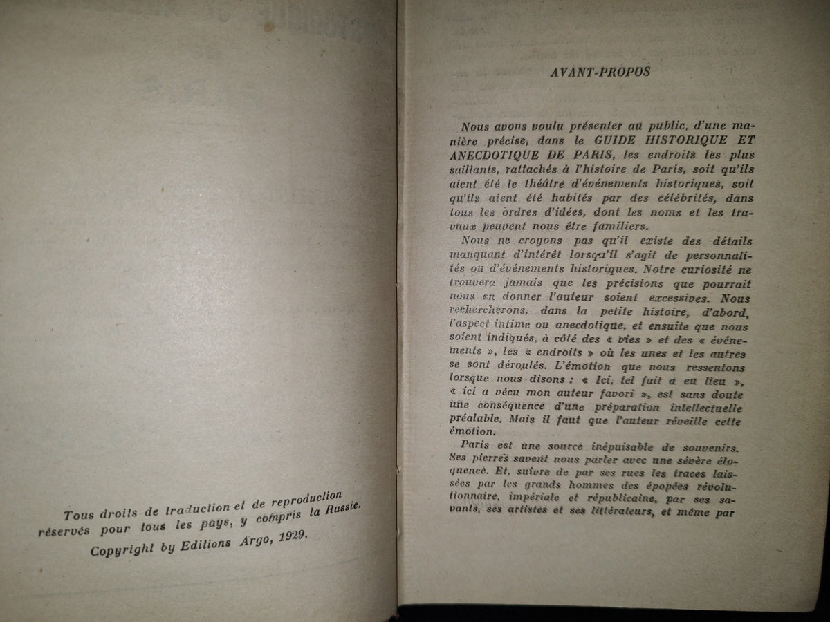 196- Le Guide Historique Et Anecdotique De Paris. L'Histoire De Paris - Éditions Argo - 1929
