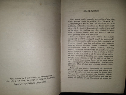196- Le Guide Historique Et Anecdotique De Paris. L'Histoire De Paris - Éditions Argo - 1929