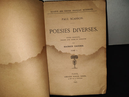 196- Poesies Diverses. Tome I - Paul Scarron. Paris. Librairie Marcel Diidier, 1947