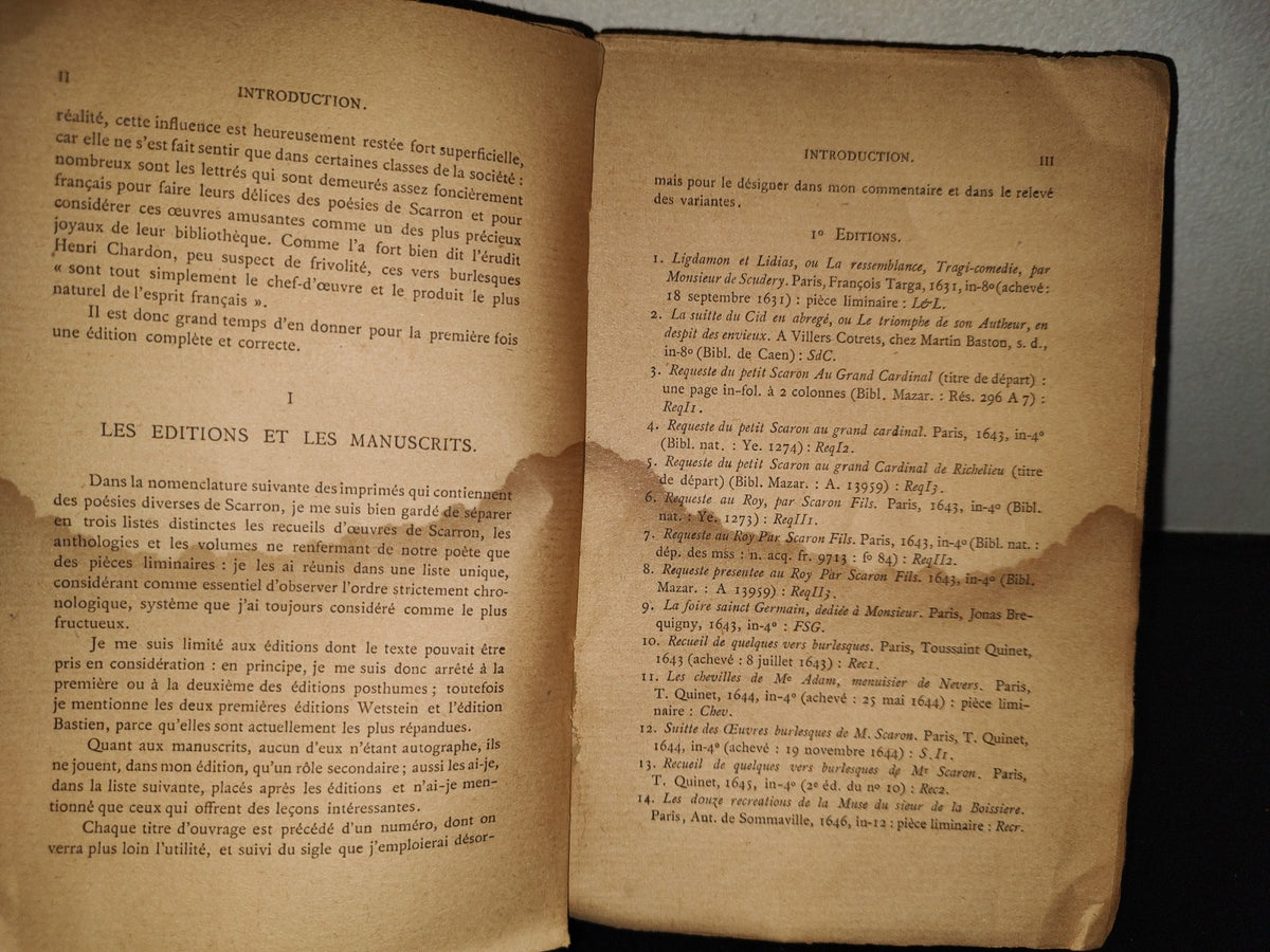 196- Poesies Diverses. Tome I - Paul Scarron. Paris. Librairie Marcel Diidier, 1947