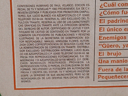 196- Confesiones Humanas De Raúl Velasco. Edición Especial De TvyNovelas - 1983