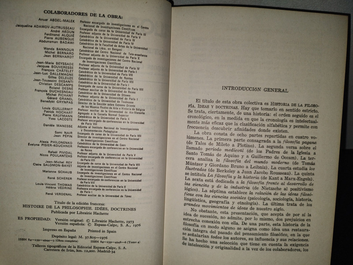 200- Historia De La Filosofía. Tomo IV. Séptima Parte. La Filosofía De Las Ciencias Sociales. (De 1860 A Nuestros Días). Octava Parte. Historia De La Filosofía (El Siglo XX) - Espasa-Calpe, 1976