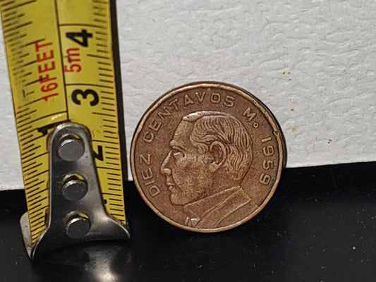 A6- Moneda Mexicana De Cobre, Benito Juárez: Diez Centavos Mo 1959