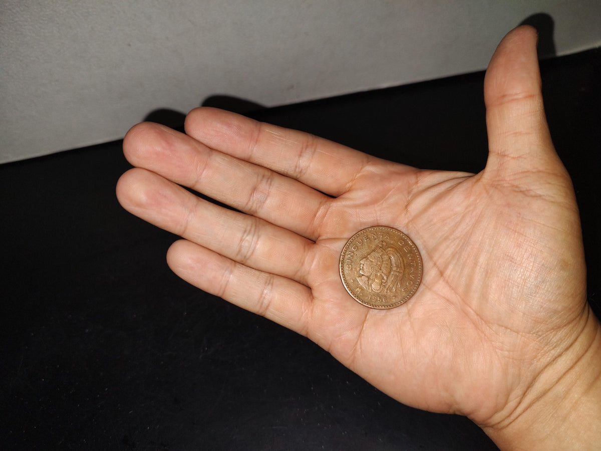 A6- Moneda Mexicana De Cobre, Cuauhtémoc: Cincuenta Centavos Mo 1956