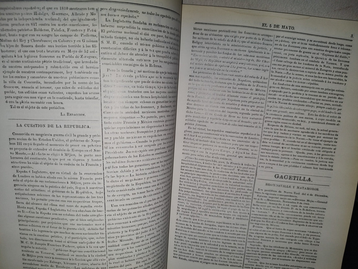 219- El 5 De Mayo. Periódico Del Ejército De Occidente 1866 - José Maria Muria - Facsimil