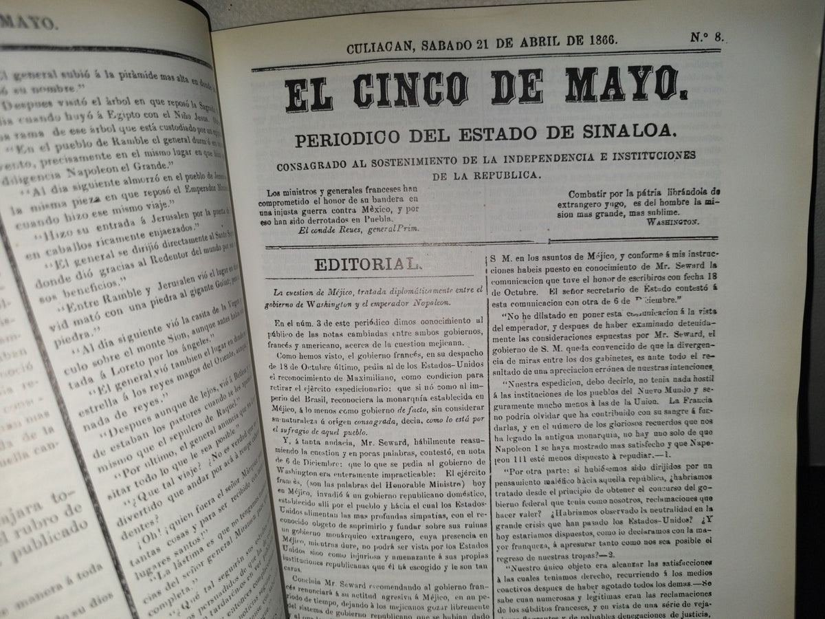 219- El 5 De Mayo. Periódico Del Ejército De Occidente 1866 - José Maria Muria - Facsimil