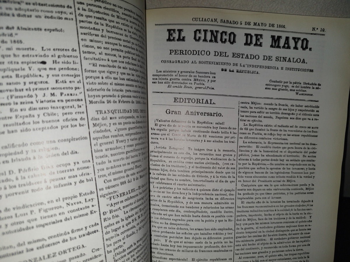 219- El 5 De Mayo. Periódico Del Ejército De Occidente 1866 - José Maria Muria - Facsimil