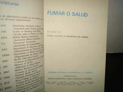 8- Fumar O Salud. Un Informe Del Royal College Of Physicians Of London - C.Ec.S.A.