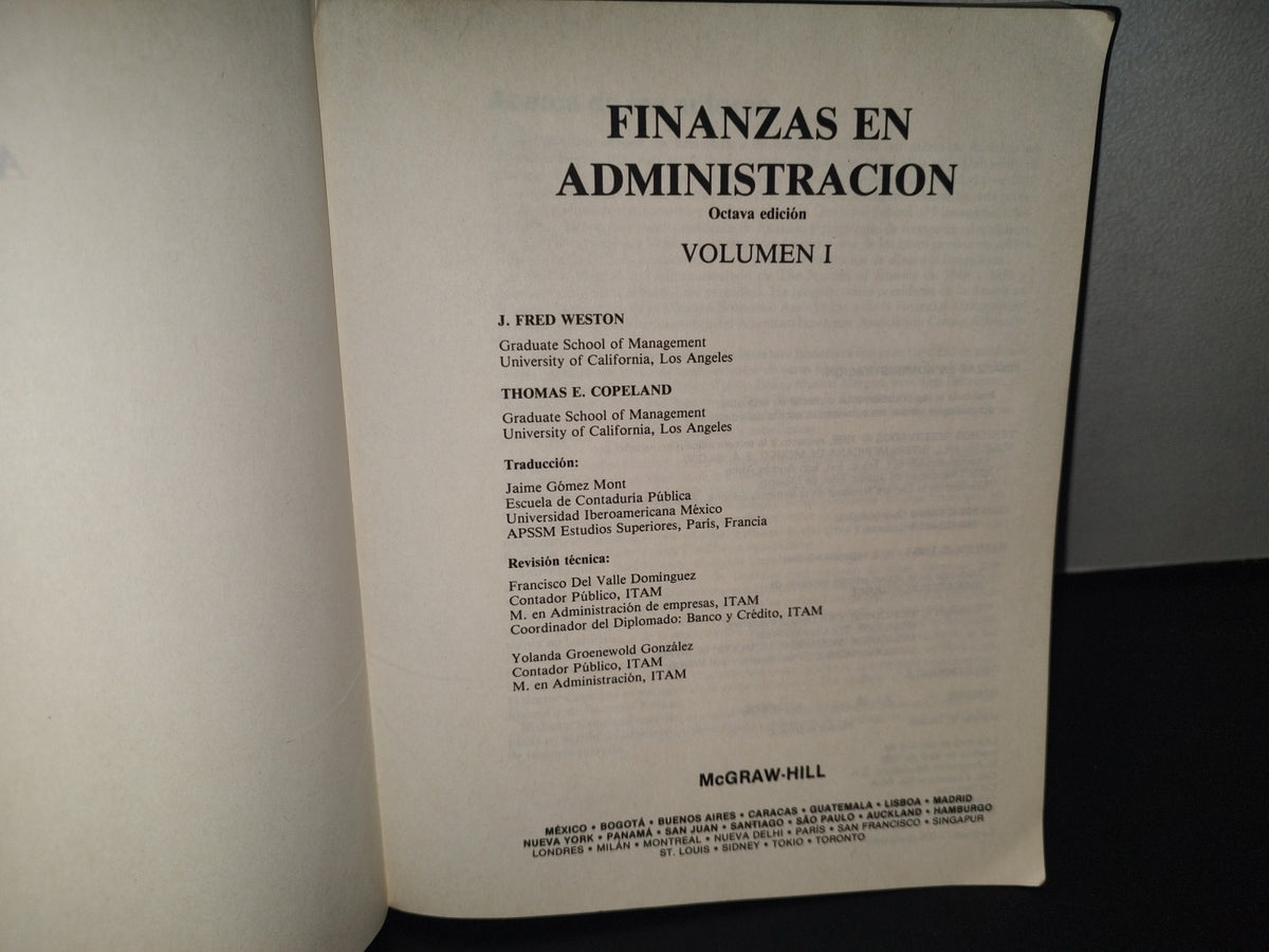 211- Finanzas En Administración - J. Fred Weston, Thomas E. Copeland - Vol. 1