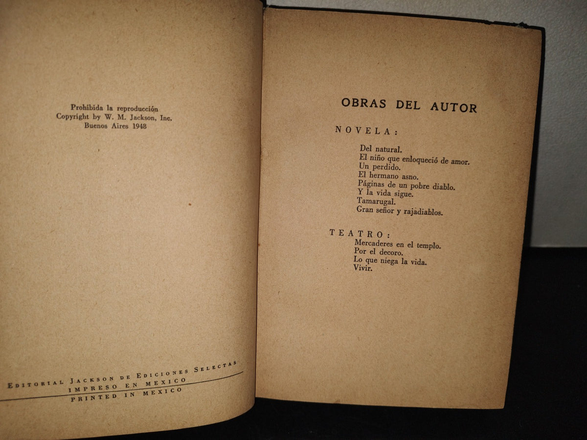 211- Gran Señor Y Rajadiablos. Novela. Eduardo Barrios, Editorial Jackson De Ediciones Selectas 1948