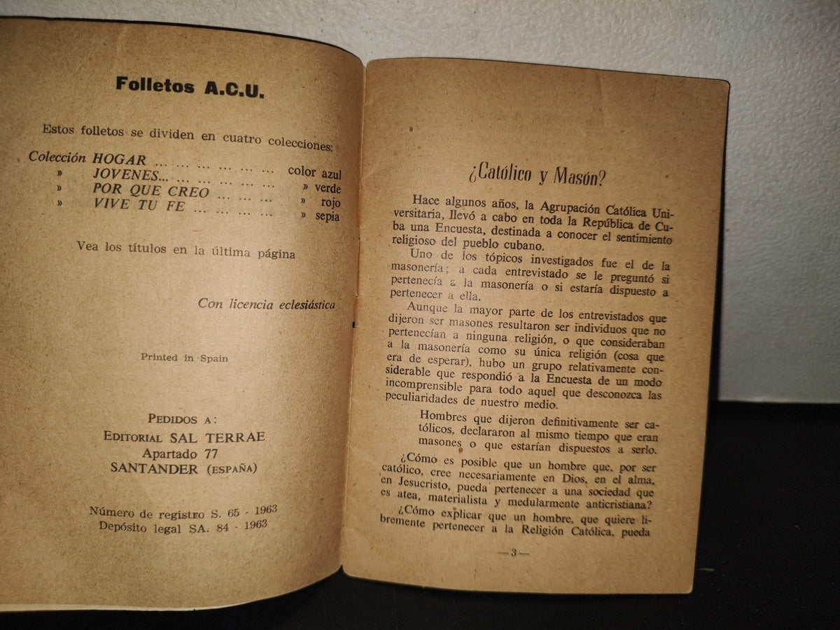 214- ¿Católico Y Masón? Colección Vive Tú - Primera Edición Española - 1963