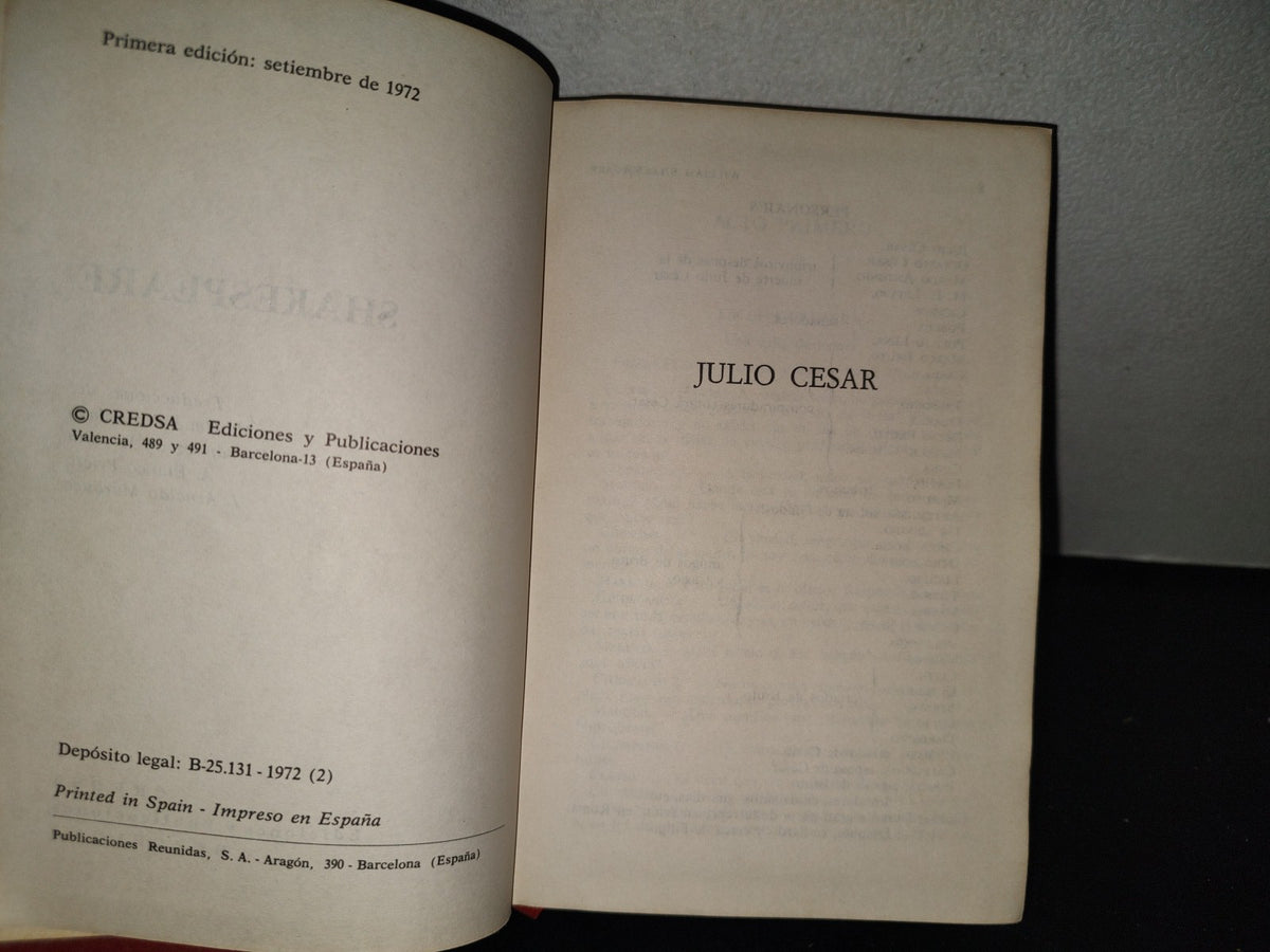 214- Shakespeare. Julio César - Credsa Ediciones - Primera Edición 1972